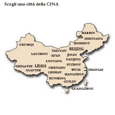 le aree più visitate in cina mappa
